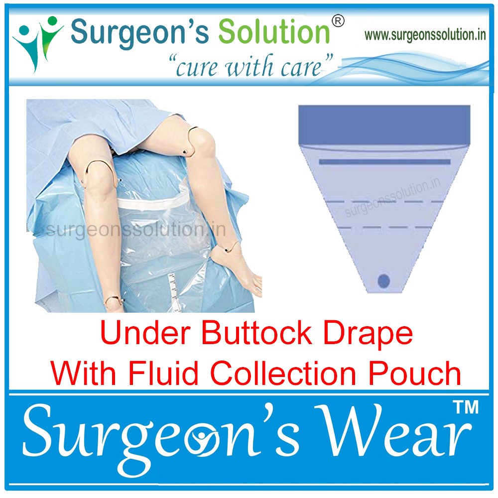 Under Buttock Drape With Fluid Collection Pouch, Drainage Nozzle, ETO Sterile
